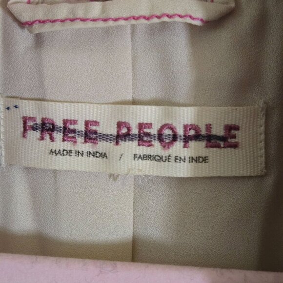 Free People Cassius Cropped Blazer Pink Tweed Raw Hems Oversized Relaxed Size S - Picture 9 of 10